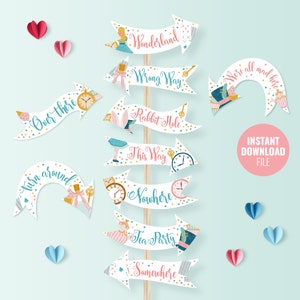 Printable Alice in Wonderland Direction Arrow Instant Download, Mad Tea ...