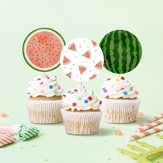 Printable Watermelon Birthday Cupcake Topper Instant Download | Etsy