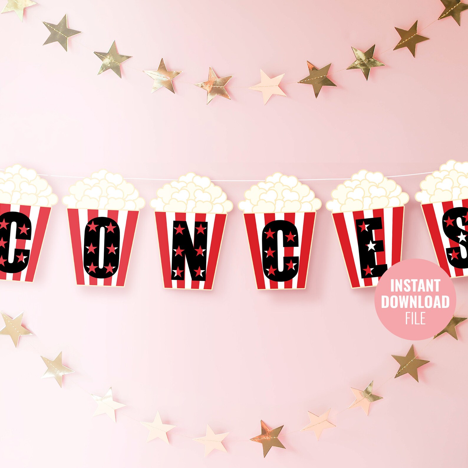 Printable Movie Night Birthday Banner Instant Download Cinema - Etsy