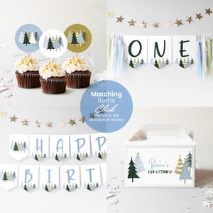 Editable Winter Wonderland Food Label, Snow Tree Digital Birthday ...