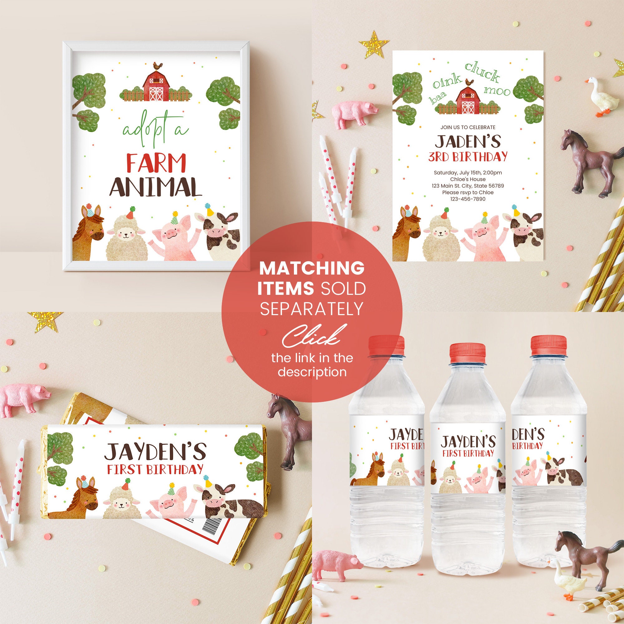 Printable Farm Animals Birthday Sign Instant Download Red - Etsy