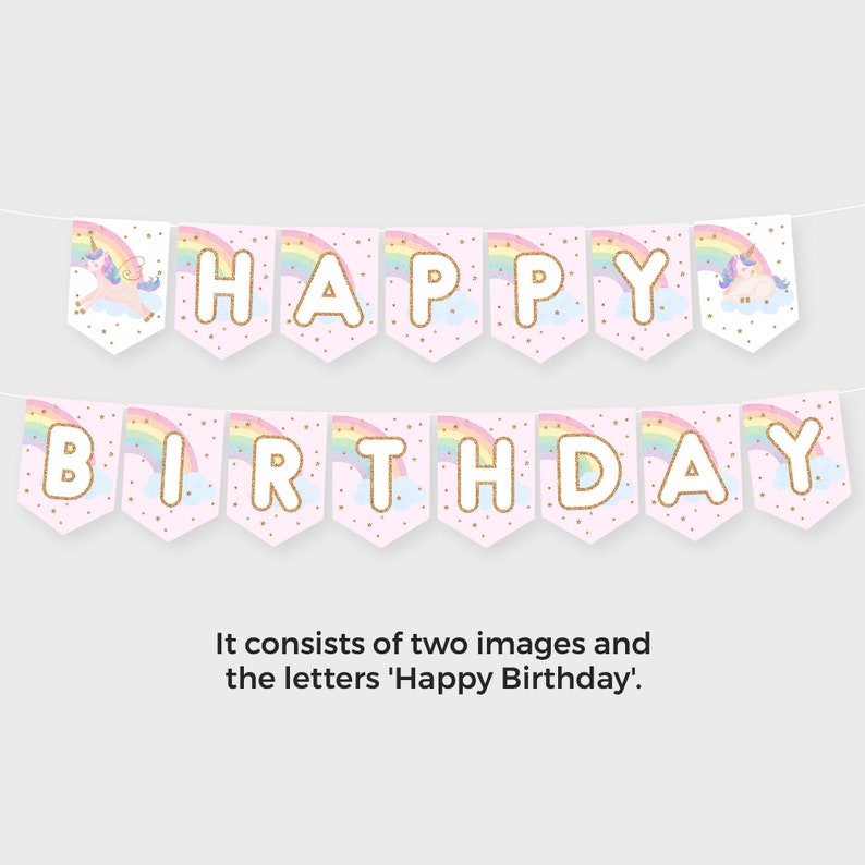 Printable Unicorn Birthday Banner Template Instant Download | Etsy