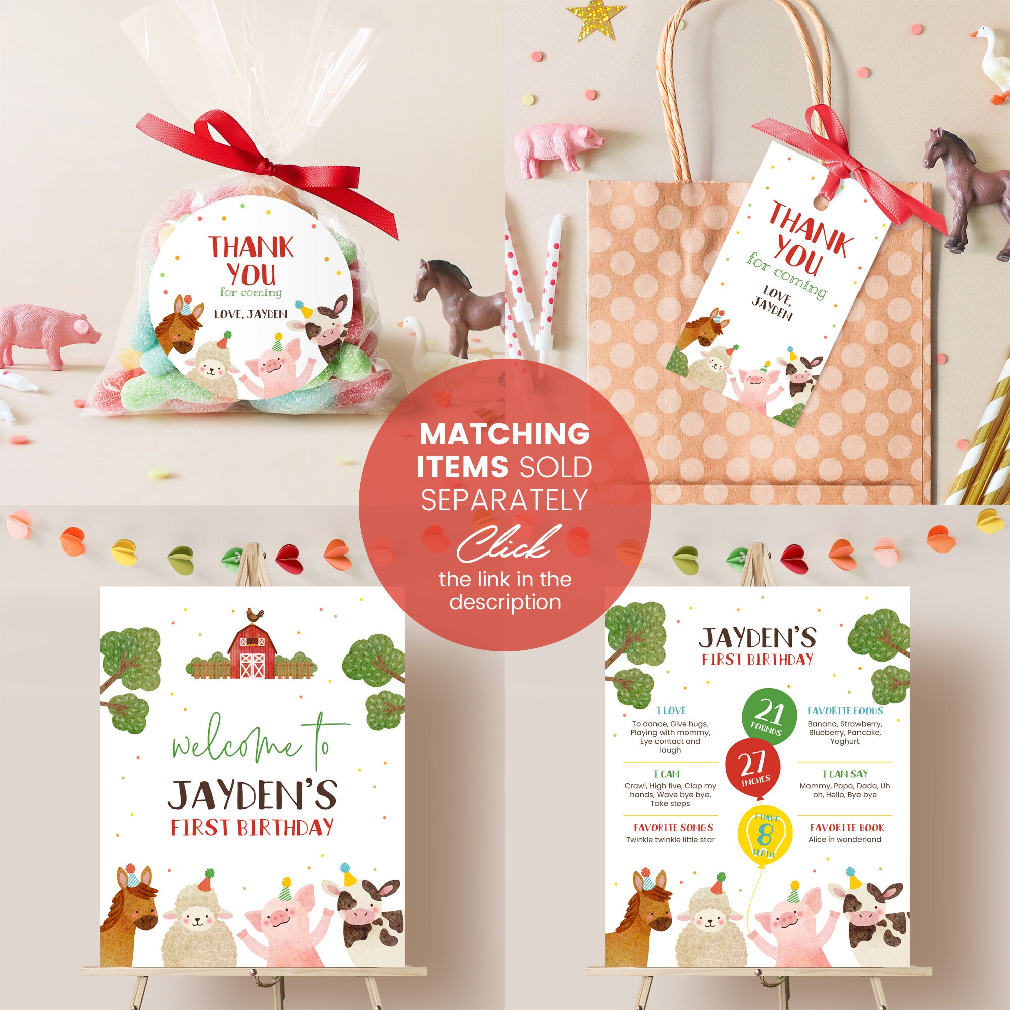 Printable Farm Animals Birthday Sign Instant Download Red - Etsy