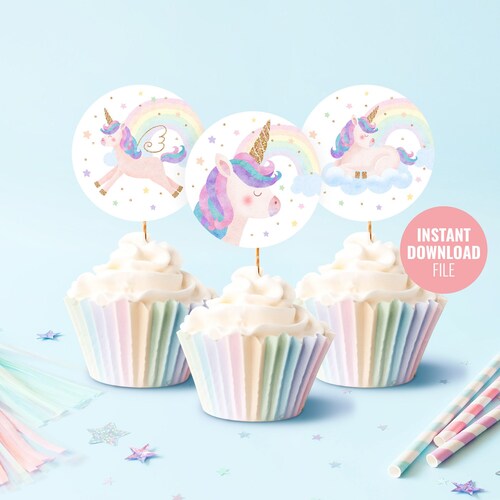 Printable Unicorn Birthday Cake Topper Instant Download - Etsy