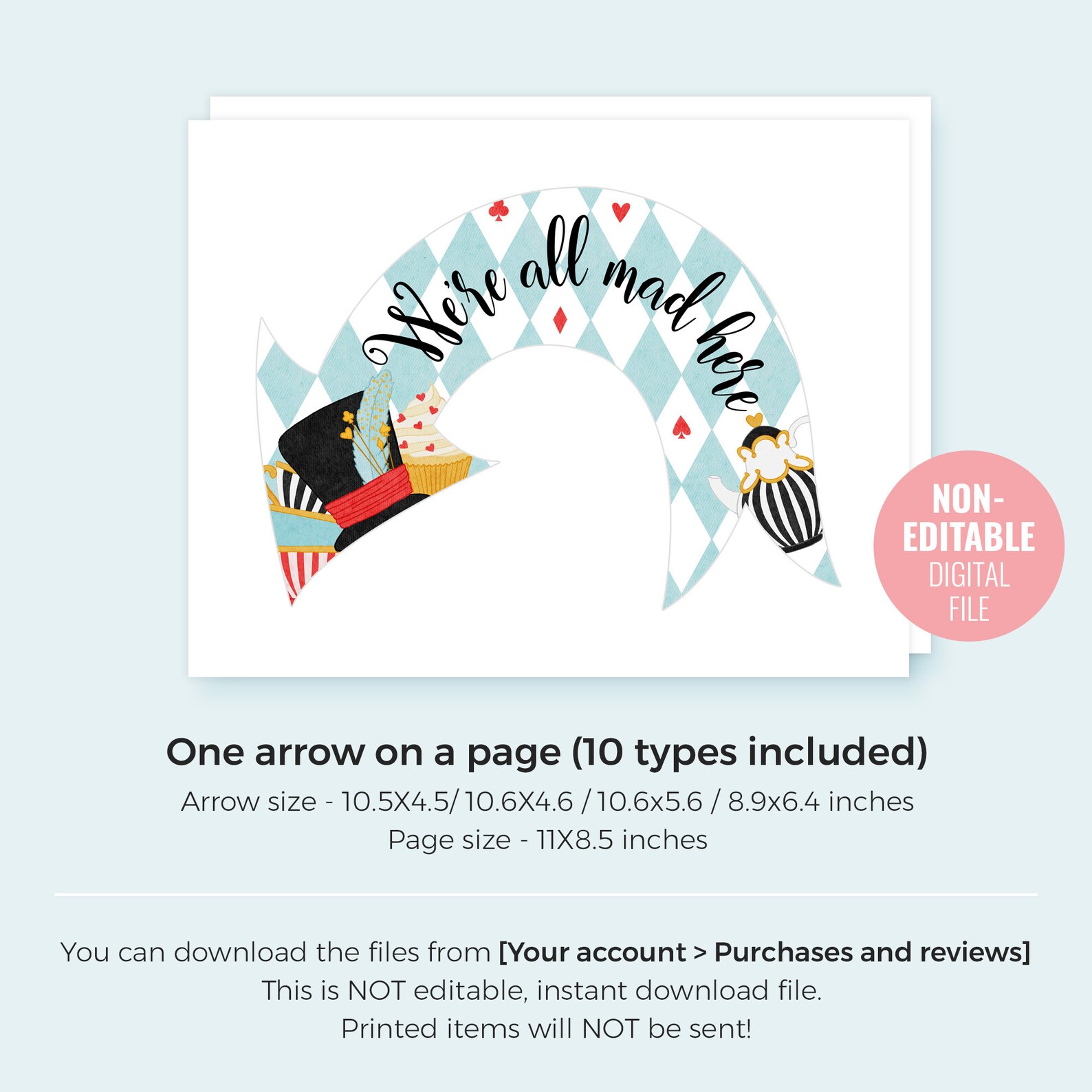 Printable Alice in Wonderland Direction Arrow Instant - Etsy