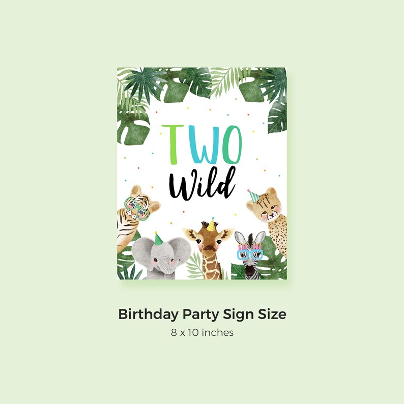 Printable Party Animals Birthday Sign Instant Download Jungle | Etsy