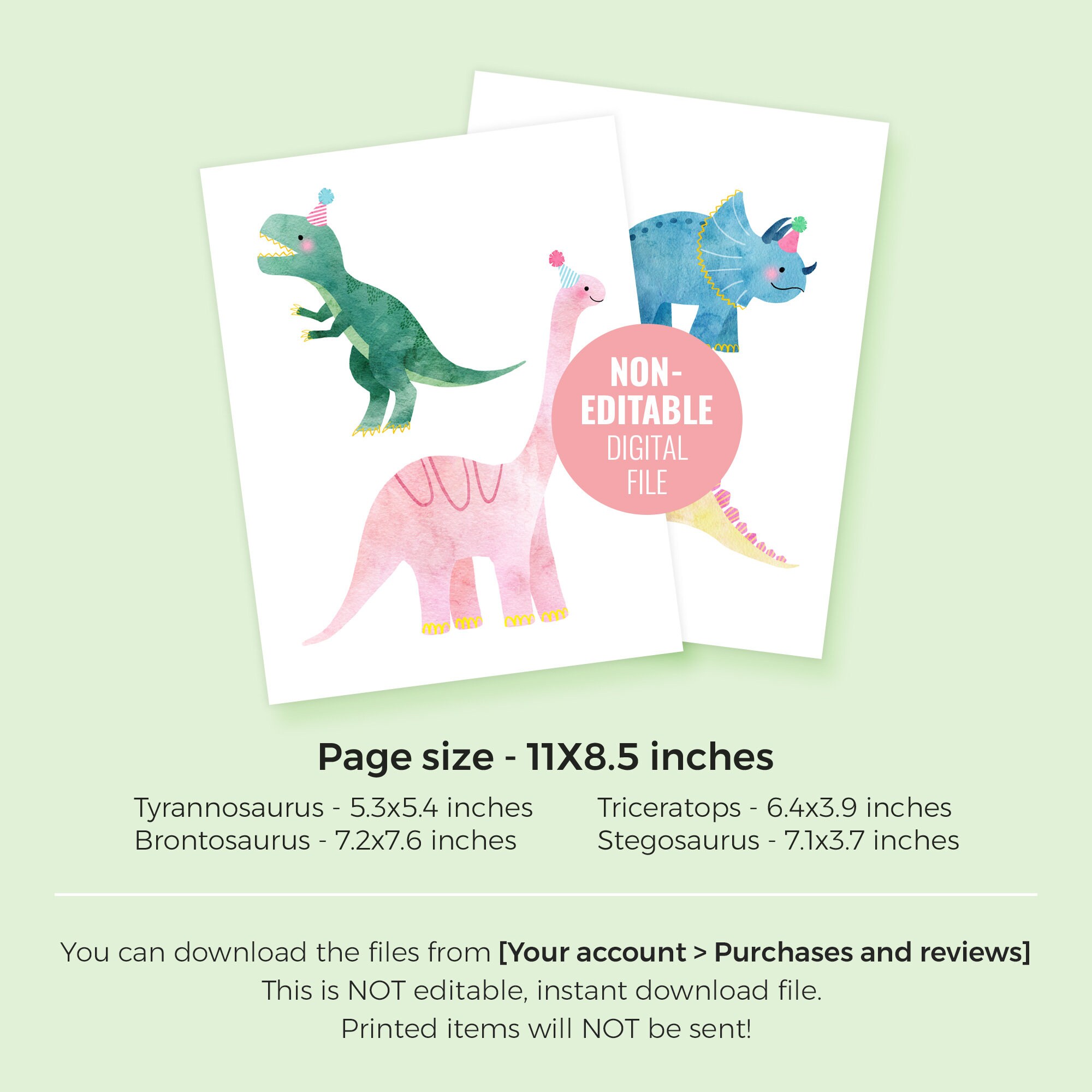 Printable Dinosaur Birthday Cake Topper Instant Download - Etsy