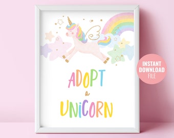 Printable Unicorn Birthday Sign Instant Download, Magical Birthday Unicorn Theme Party, Gold Glitter Horn Table Decoration Sign, BD014