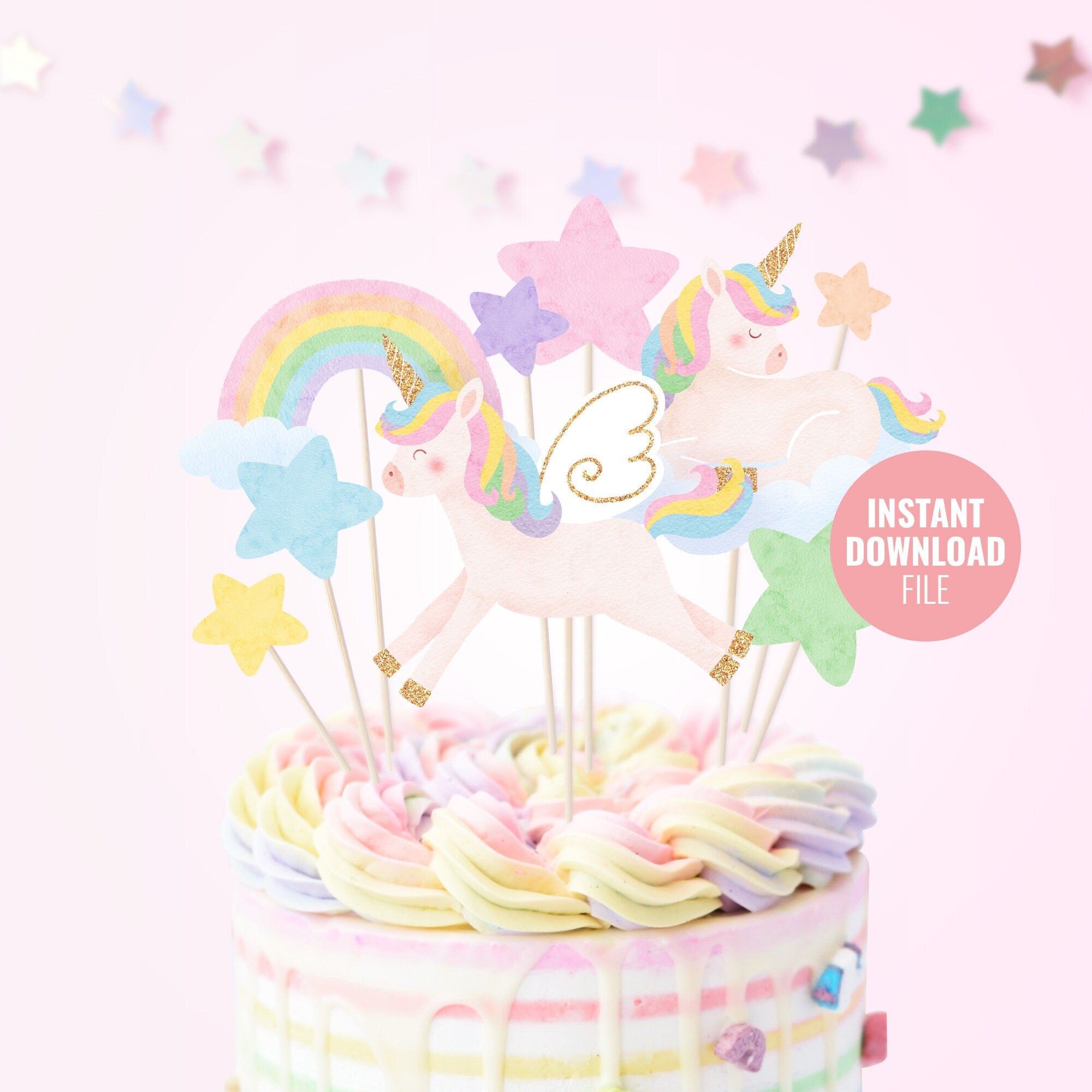 unicorn cake topper printable unicorn party unicorn horn etsy - unicorn cake topper printable ...