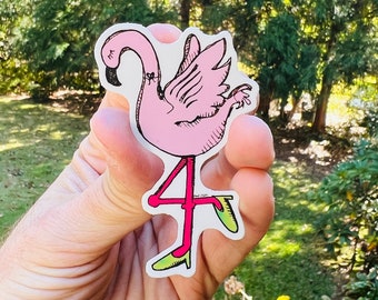 Pink Flamingo Vinyl Sticker, Waterproof UV Protected Decal