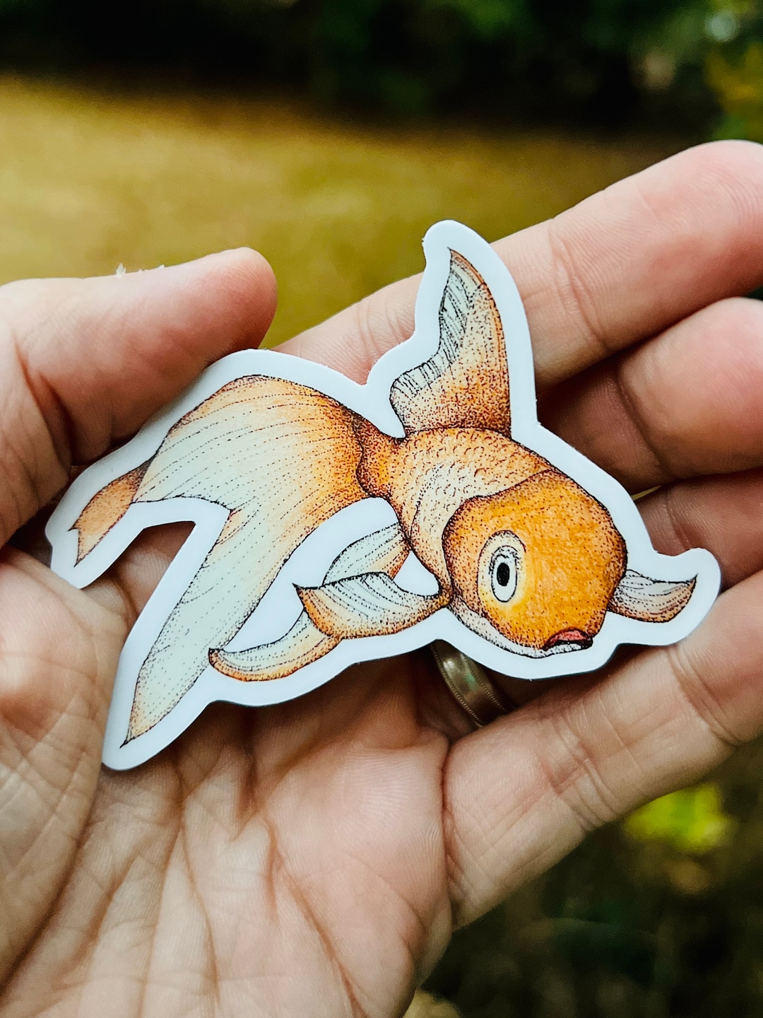 Fat Goldfish Sticker Goldfish Sticker - Waterproof Vinyl Decal - Etsy