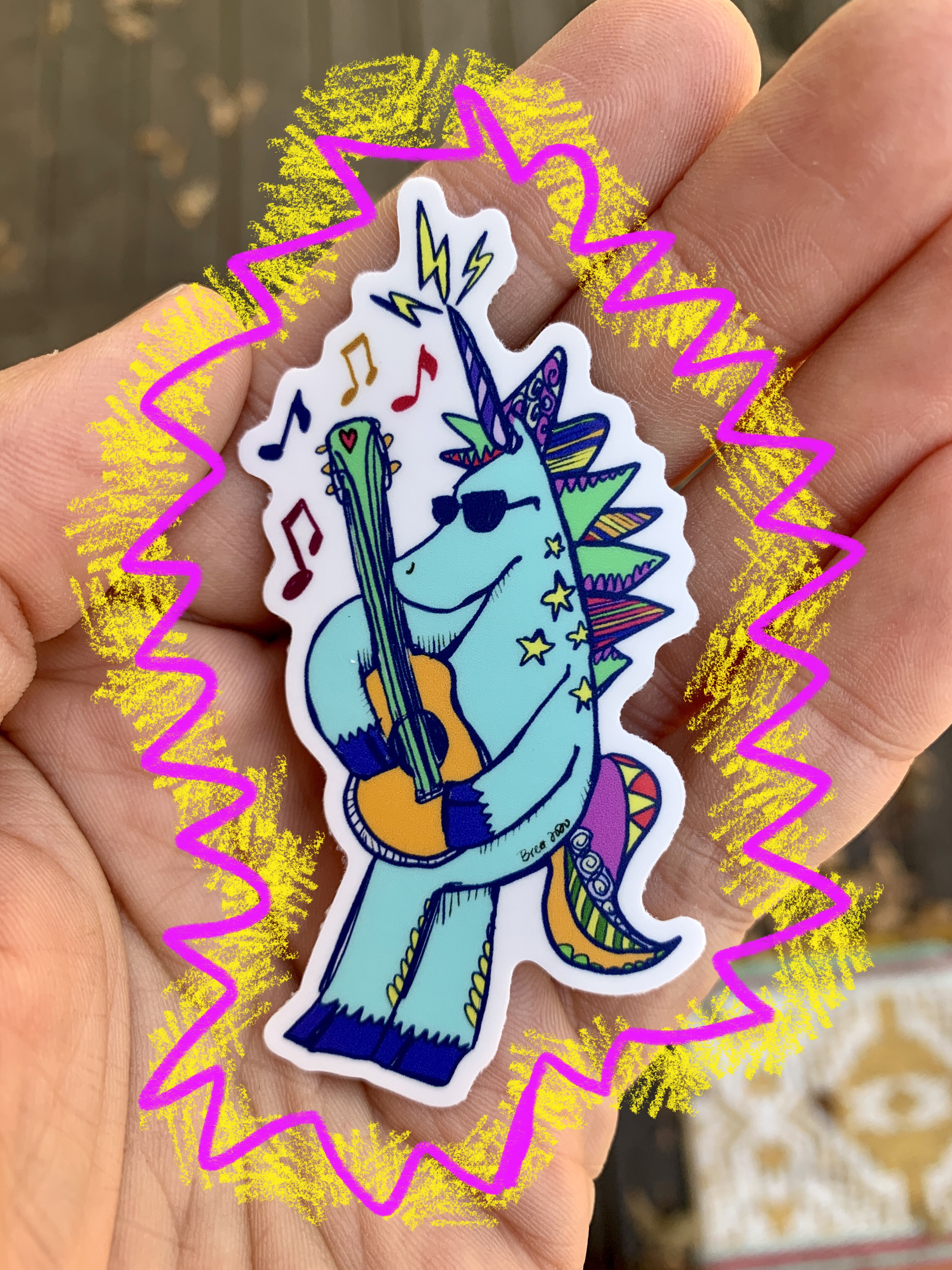 Rock and Roll Unicorn engomada Etsy