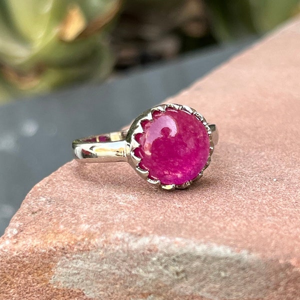 Authentieke roze jade edelsteen ring, 925 sterling zilveren edelsteen ringen, statement ring, handgemaakte edelsteen sieraden, cadeau voor