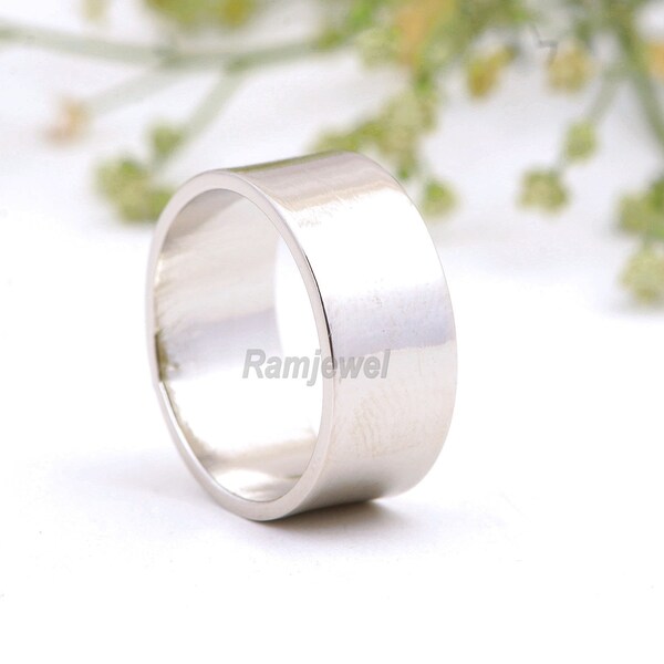 10mm Solid 925 Sterling Ring Flat Band Ring in Sizes G-Z/20 Different Sizes Available