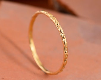 Stapelring Gold gefüllter Musterring, 14k Gold gefüllter Ring, Goldringe für Mann und Frau, Goldstapelring-Gold glatter Ring-Minimalistischer Ring