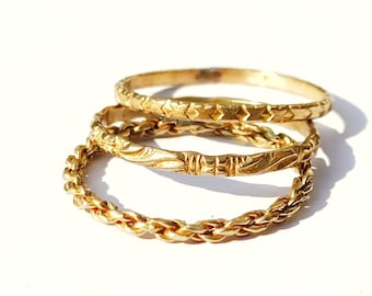 Anel folheado a ouro 14k, oferta de Halloween, anéis empilháveis folheados a ouro amarelo, anéis finos folheados a ouro, anéis delicados.