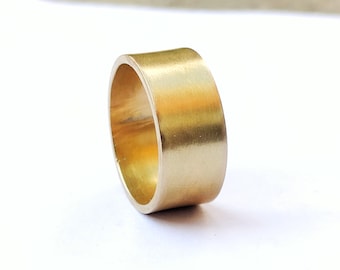 Flat Brass band 10mm Band Ring Women Band Gift for Mom Simple Brass Ring Every Day Ring handmade Ring oxidized brass band