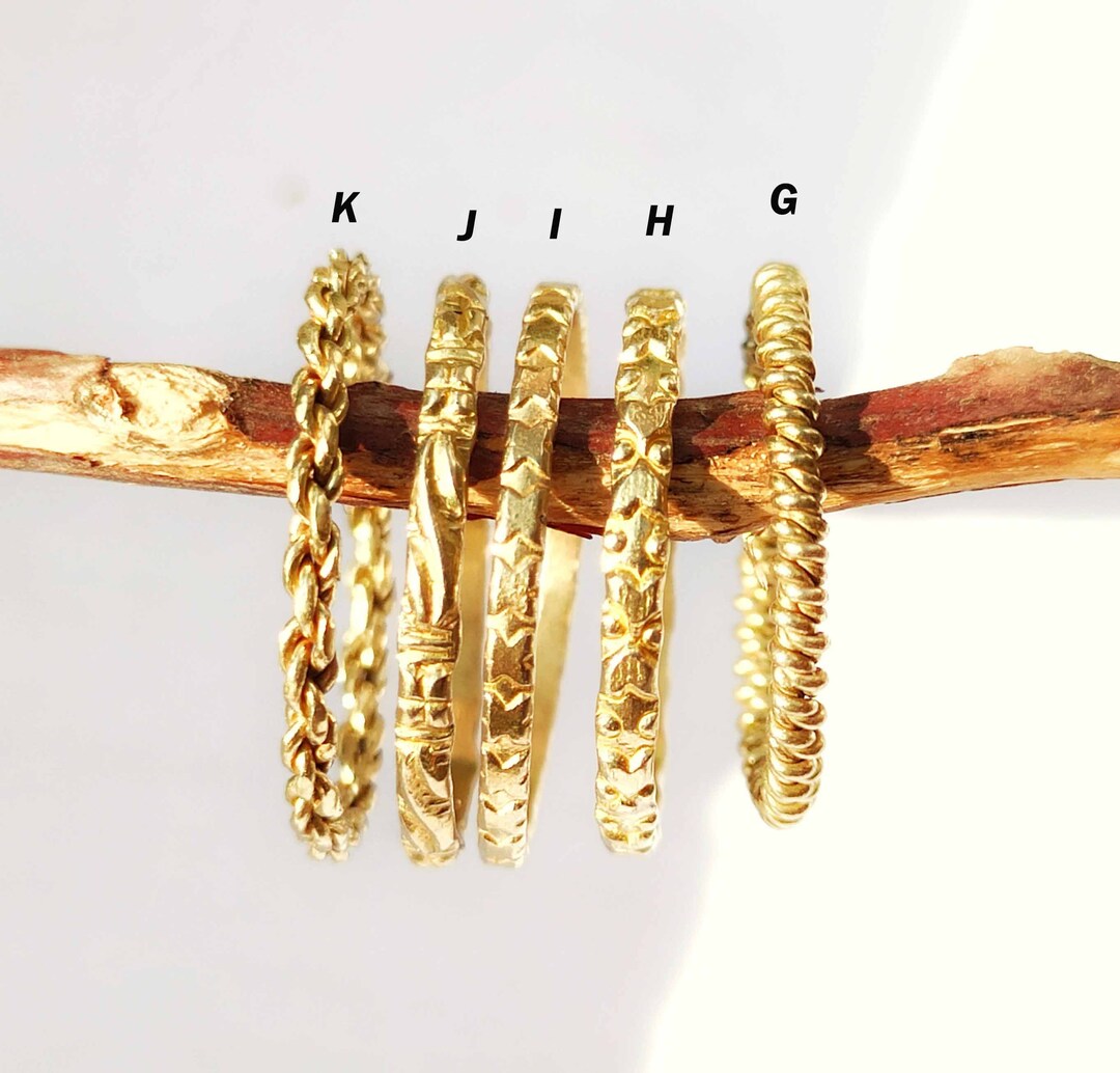 Pattern Ring 14k Stack Ring Stacking Ring Set of 6 Gold and Silver ...
