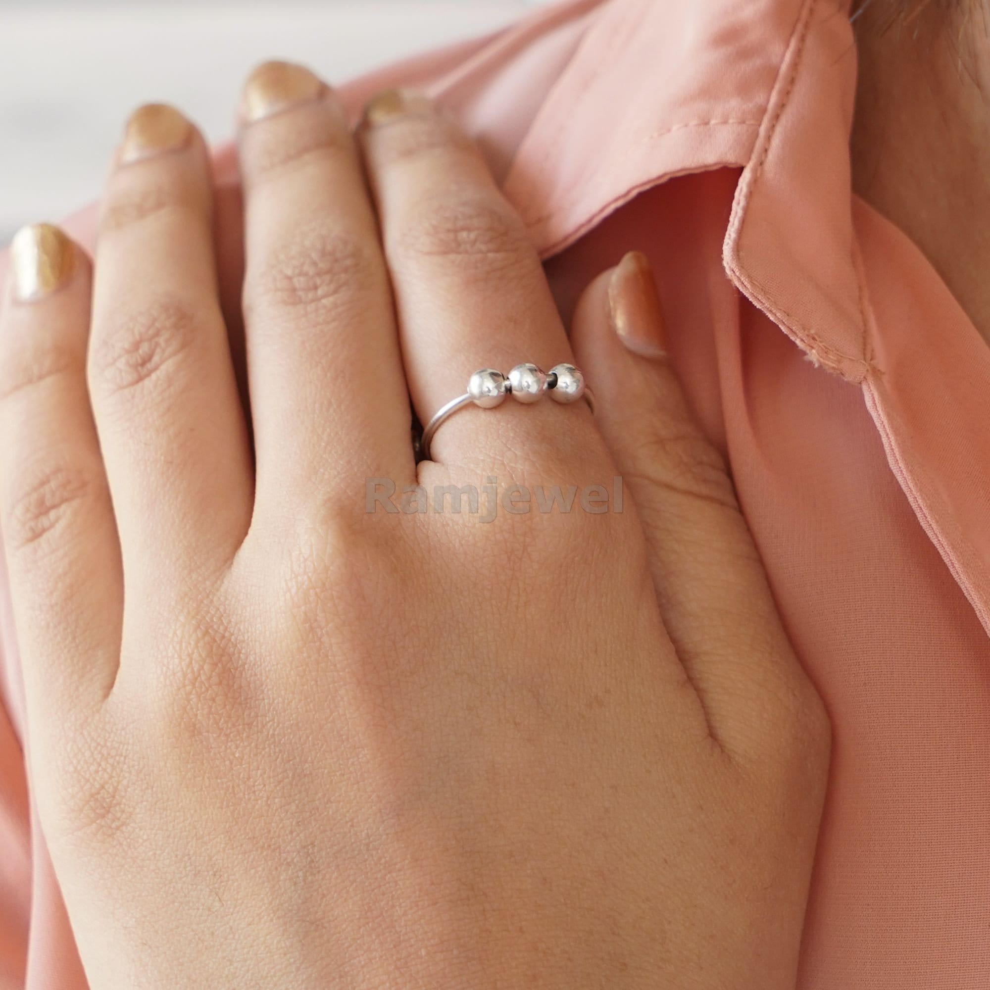 Simple Anxiety Ring Phalanges Stress relief ring 925 Silver Etsy