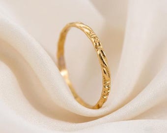 1mm Stapelring Gold gefüllter Musterring, 14k Gold gefüllter Ring, Goldringe für Männer und Frauen, Goldstapelring-Gold glatter Ring