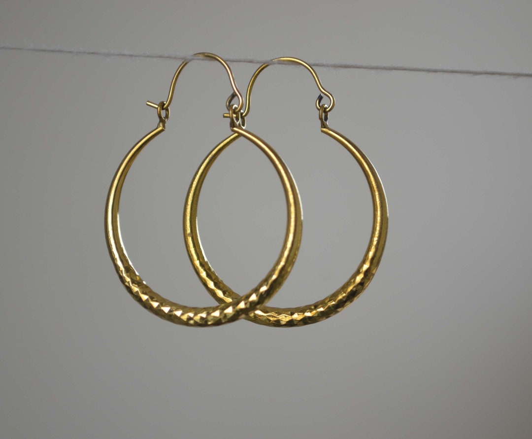 Gold Hoop Earrings, Tarnish Free Brass Earrings, Fashion Earrings, Circle Hoop Brass Earrings
