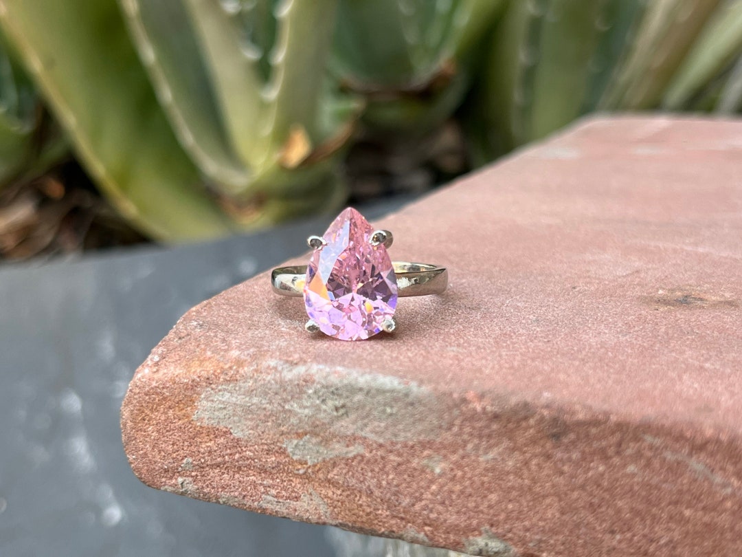 Authentic Pink Zircon Quartz Gemstone Ring Wedding Statement Etsy