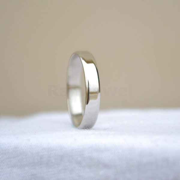 4mm Silberbandring // 925 Sterling Silber // Schlichter Bandring // Silberne Ehering // Handgefertigtes Silberband // Statement-Ring