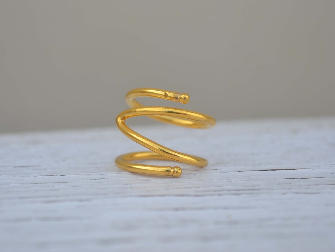Smooth Gold Plated Finger Wrap Ring Brass Wire Ring Midi Etsy