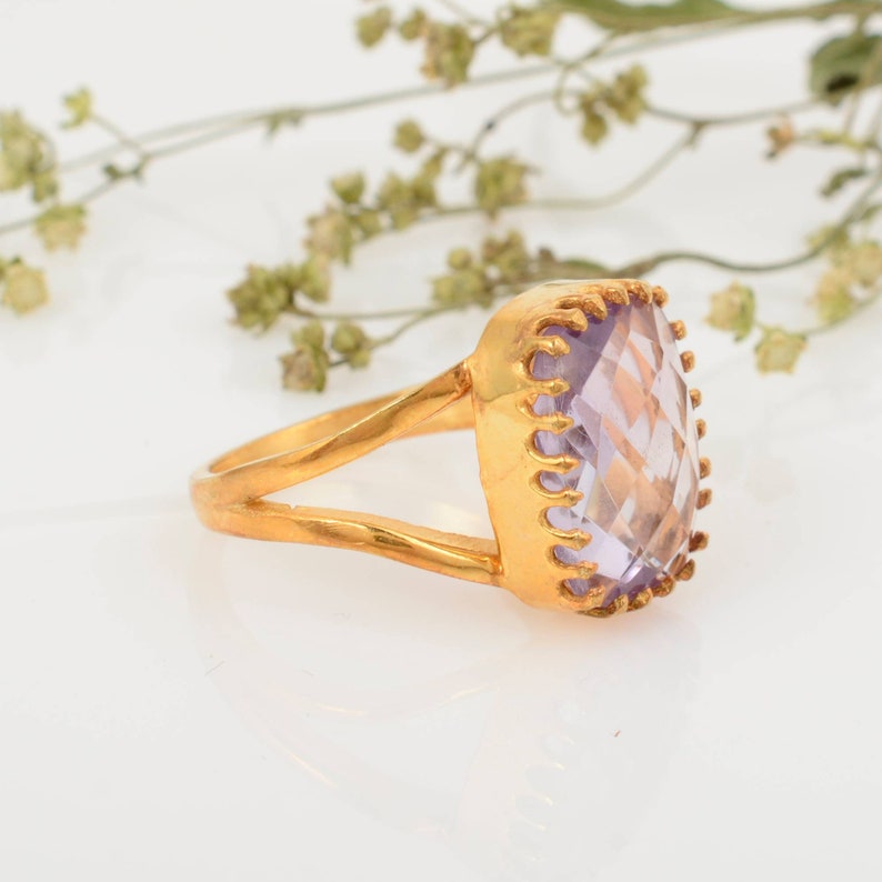 Cushion cut Amethyst Ring,Handmade Ring,Unique Ring,Boho Ring,Anniversary Ring,Wedding Ring,Vintage Ring,Gift Ring,Gift For Her