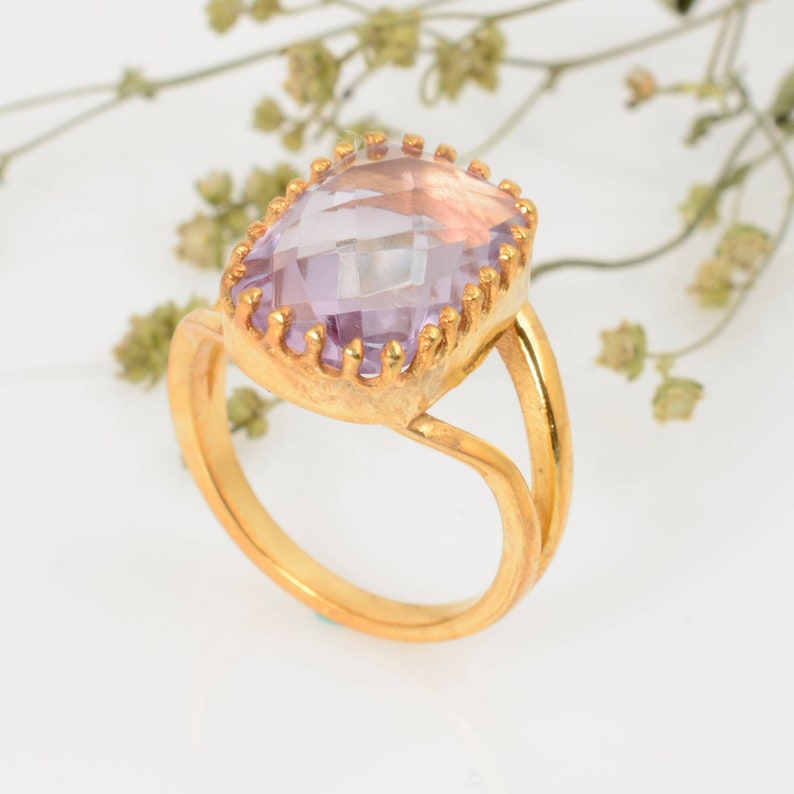 Cushion cut Amethyst Ring,Handmade Ring,Unique Ring,Boho Ring,Anniversary Ring,Wedding Ring,Vintage Ring,Gift Ring,Gift For Her