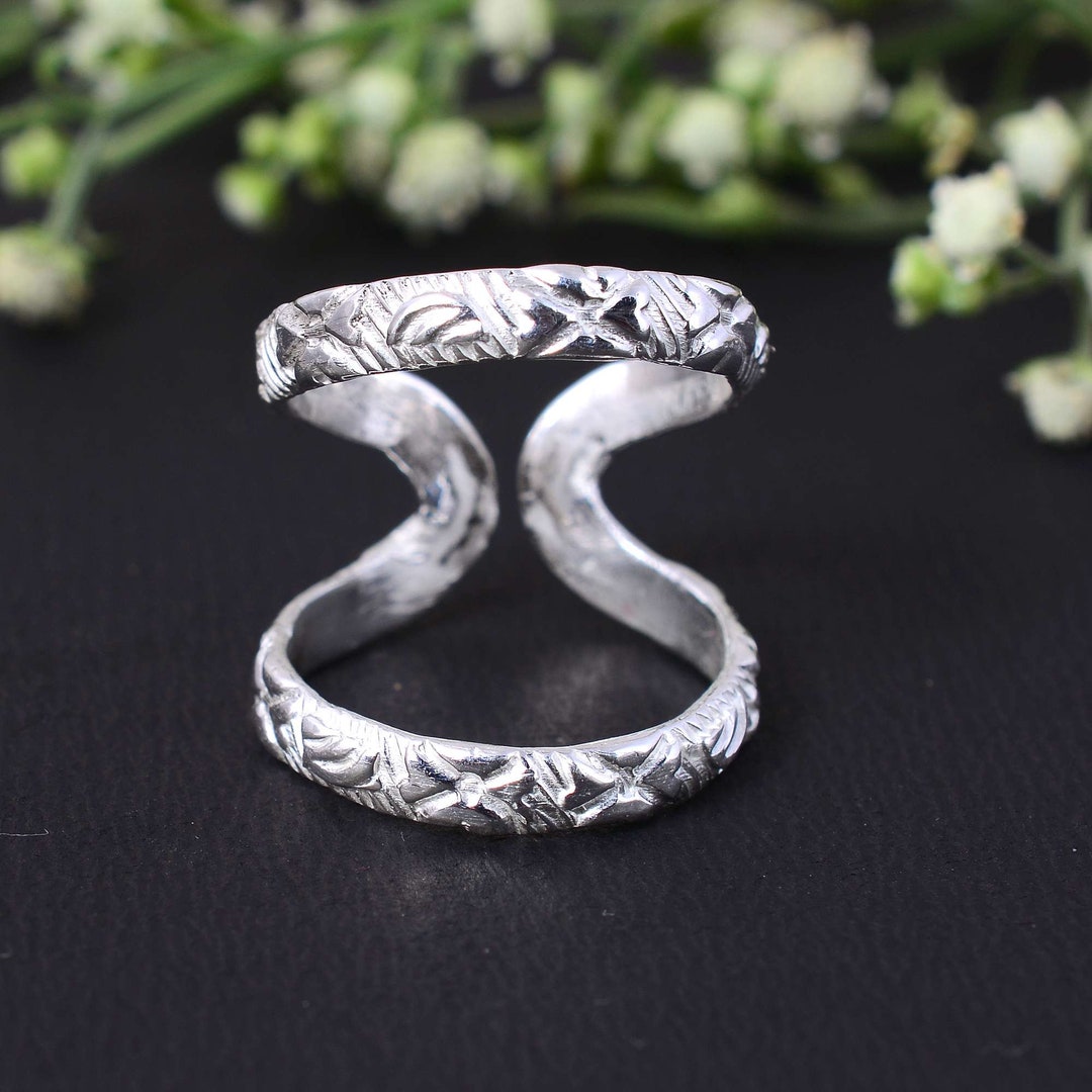 Sterling Silver Splint Knuckle Ring for Women – Statement Midi Thumb ...