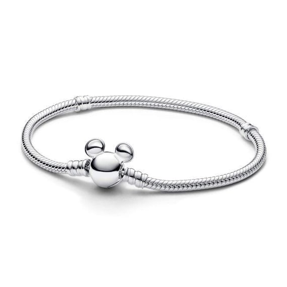 PANDORA　ディズニー925ブレスレット Pandora Moment Disney Mickey Mouse Clasp Moments Snake Chain