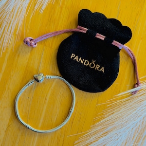 Pandora Moments Sterling Silver Snake Chain Bracelet Heart Clasp Charm Bracelet Gift for Her