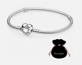 Authentic Pandora Charm Bracelet 925 Sterling Silver Moment Heart Buckle Fit Pandora Charm Pendant Minimalist Bracelet Gift For Her