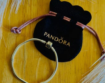 Pulsera Pandora Moment de plata de ley con cierre de corazón y cadena de serpiente, regalo para ella