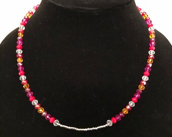 Colorful Glass Crystal Bead Necklace With Custom Morse Code Message