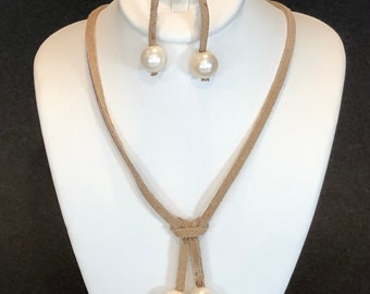 white choker necklace White suede leather five strand choker