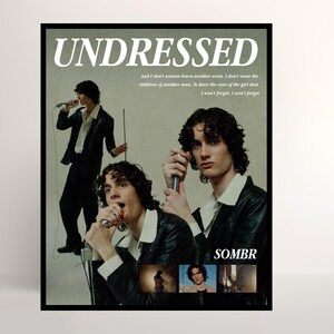 Póster "Undressed" de Sombr: arte mural de música indie pop, impresión estética de canciones, decoración para fans