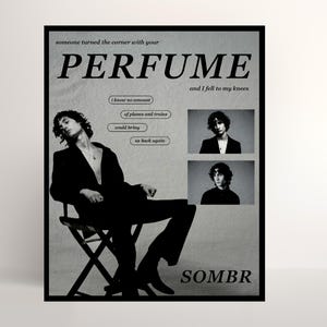 Póster "Perfume" de Sombr: arte mural de música indie, impresión estética de canciones, decoración para fans