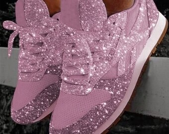 pink glitter tennis shoes