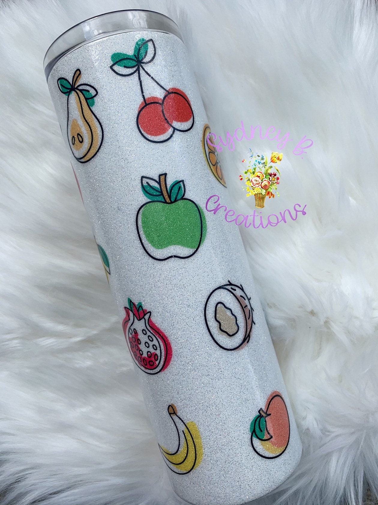 Glitter Fruit Tumbler Personalized Glitter Fruit Tumbler Etsy