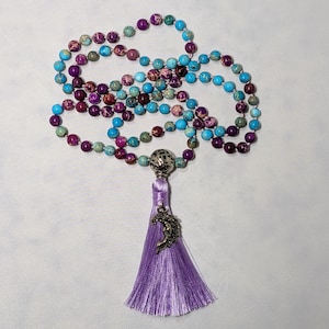Imperial (Ocean) Jasper Mala Necklace | 108 Bead Necklace | 6mm Beads | Hand Knotted Mala | Yoga | Meditation