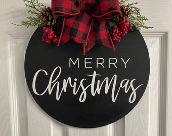 Merry Christmas Door Sign | Etsy