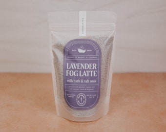 Lavender Fog Latte – Preparación de baño / Sales de baño / Bomba de baño / Sal de Epsom / Fizzer / Bola de baño / Baño de leche / Remojo de sal