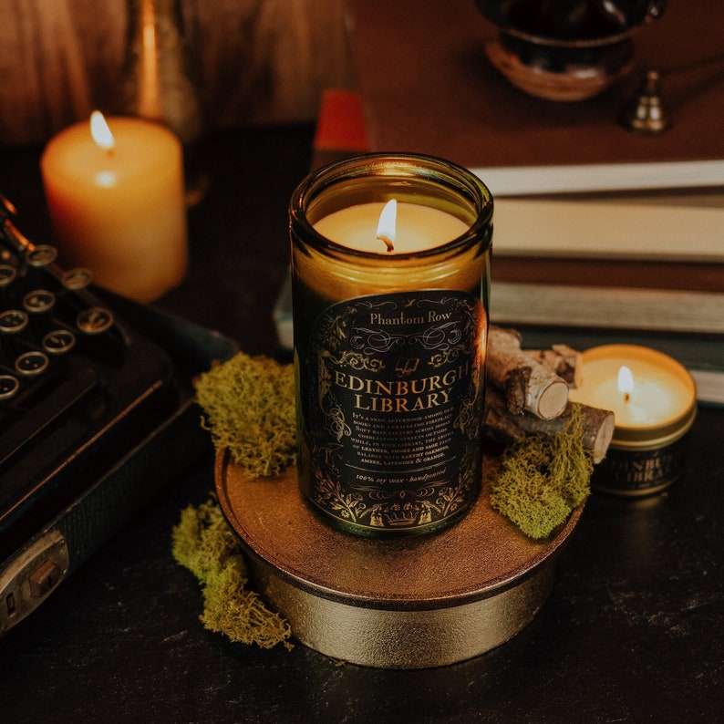 Edinburgh Library Soy Candle / Vintage Decor / Victorian Gothic / Dark Academia / Literary Candle image 1