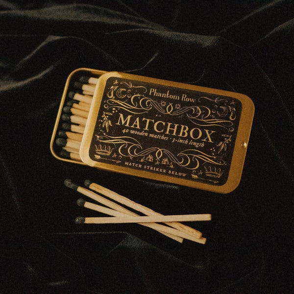 The Matchbox | Vintage-style gold tin with 40+ 3-inch matches | Candle accessories | Candle gift