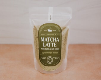 Matcha Latte - Infusion pour le bain / Sels de bain / Bombe de bain / Sel d'Epsom / Fizzer / Boule de bain / Bain de lait / Trempage de sel