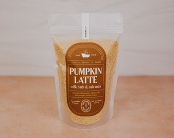 Pumpkin Latte – Preparación de baño / Sales de baño / Bomba de baño / Sal de Epsom / Fizzer / Bola de baño / Baño de leche / Remojo en sal