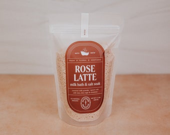 Rose Latte - Infusion pour le bain / Sels de bain / Bombe de bain / Sel d'Epsom / Fizzer / Boule de bain / Bain de lait / Trempage de sel