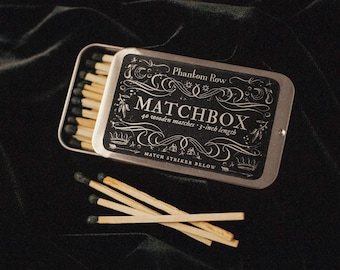 The Silver Matchbox | Vintage-Style Tin with Black Tip Matches for Candle Lovers